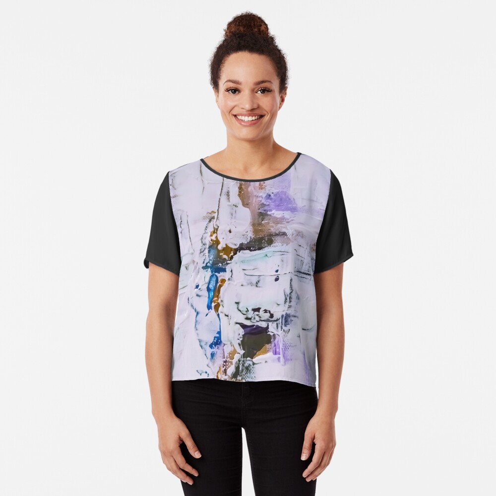Abstract White Chiffon Top