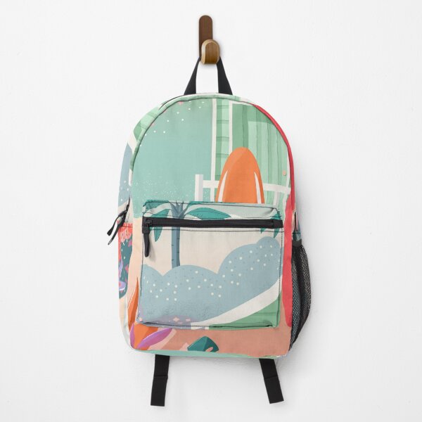 Item preview, Bungalow on a beach with surfboards on the deck. Palm trees in the background and floral decoration. Summer house on the sand, exotic tropical scene. Colorful vector illustration.  designed and sold by BlueLela.