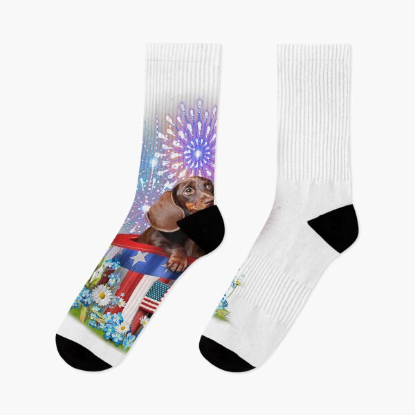 Item preview, Dachshund Dogs Patriotic American Flag Fireworks 4th Of July designed and sold by jamielottie.