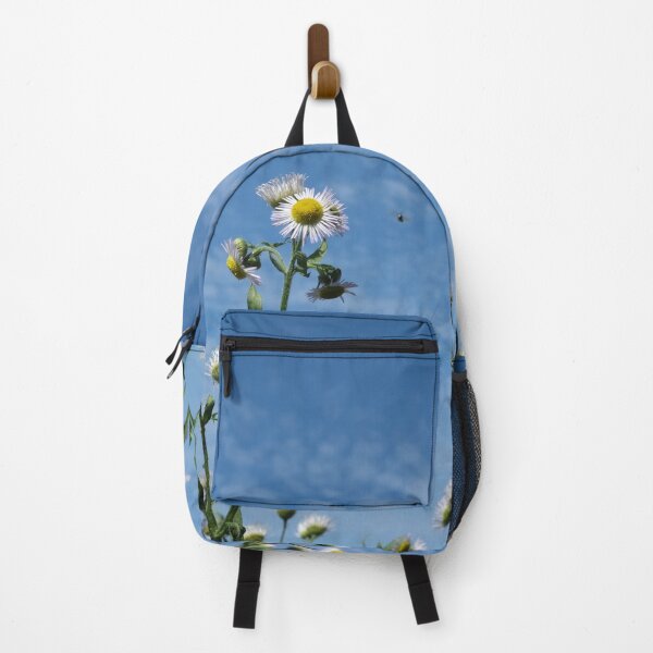 Item preview, Cirrocumulus clouds in blue sky; sunny peaceful spring day. Bee is coming to white and yellow flowers to pollinate. Water in a gaseous state in nature. The atmosphere of the earth. Symbol of freedom designed and sold by Maurizio Fabbroni.