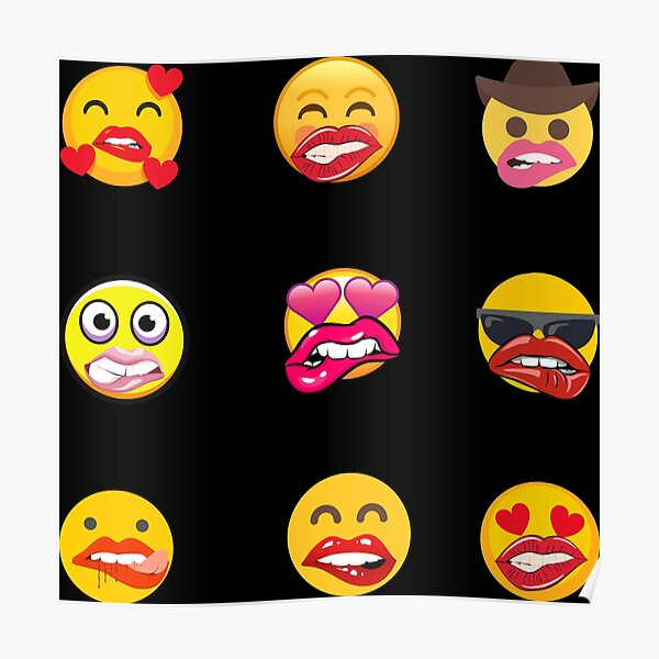 Biting Lip Emoji Poster By Funnylovemerch Redbubble