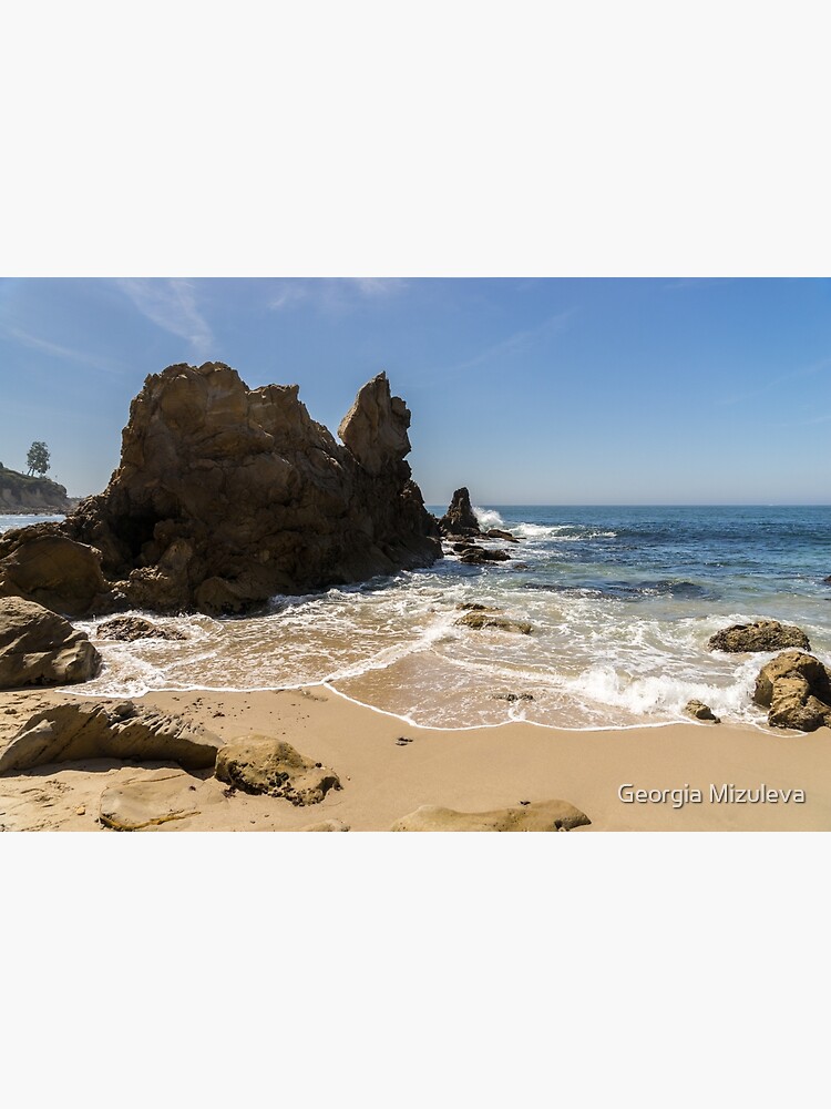 Lacy Sea Foam and Jagged Rocks - Corona Del Mar Beach Orange