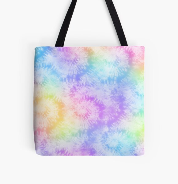 Pastel Spiral Tie Dye Print Leather Tote Bag