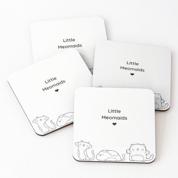 Item preview, Little Meowmaids, wordplay on Little Mermaids showing cat illustrations designed and sold by BlushingCreatives.