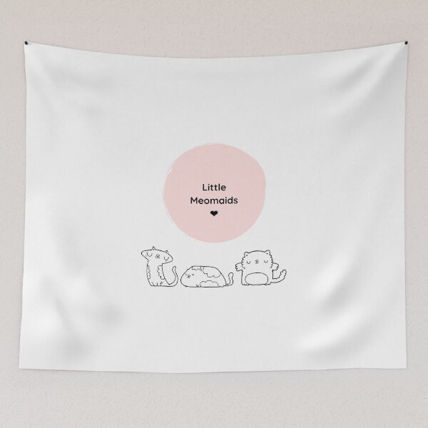 Item preview, Little Meowmaids, wordplay on Little Mermaids showing cat illustrations designed and sold by BlushingCreatives.