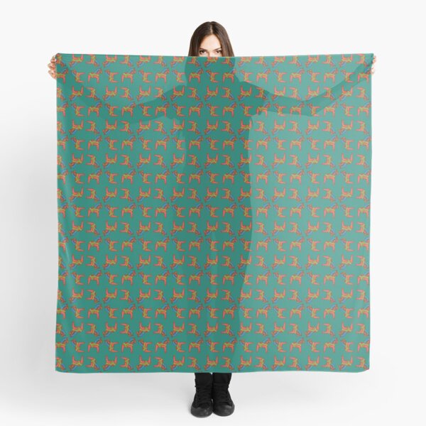 Swedish Dala Horse - Teal Turquoise Green Scarf