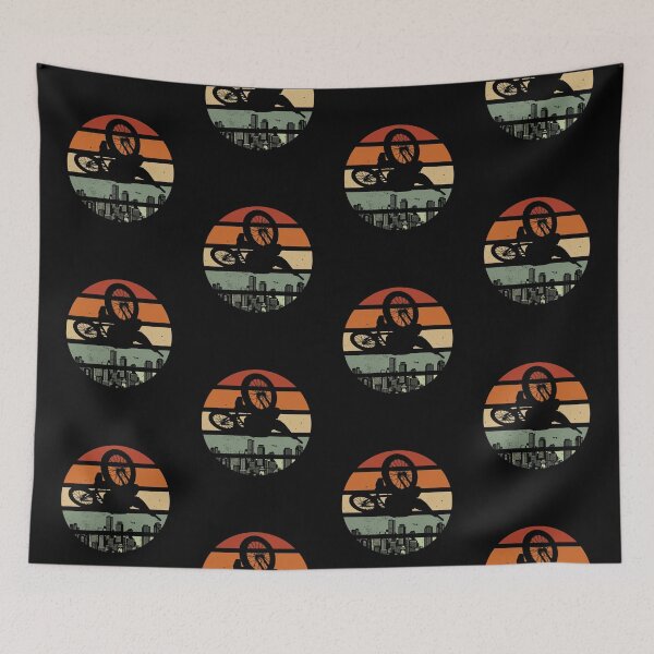 Item preview, retro urban BMX rider jumps over city designed and sold by Denis Rösler.