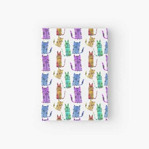Grumpy Watercolor Cats in Rainbow Hardcover Journal