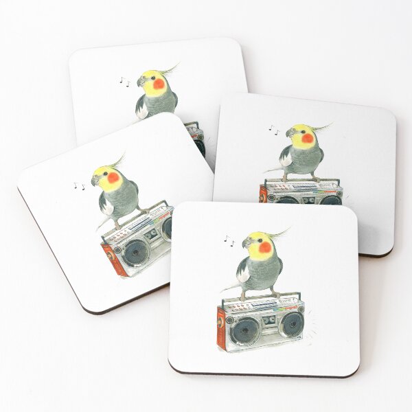 Item preview, Watercolor Cockatiel on boombox designed and sold by CarolineJordaan.