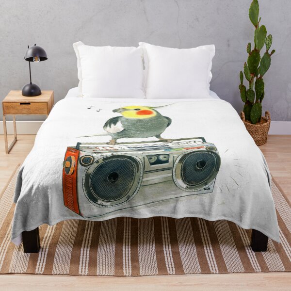 Item preview, Watercolor Cockatiel on boombox designed and sold by CarolineJordaan.