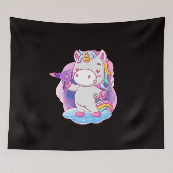 Artikelvorschau, Unicorn Magical Rainbow Hairdresser Blower Scissors Comb Cut Hairstyle Salon Trim T-shirt Design entworfen und verkauft von Customdesign200.