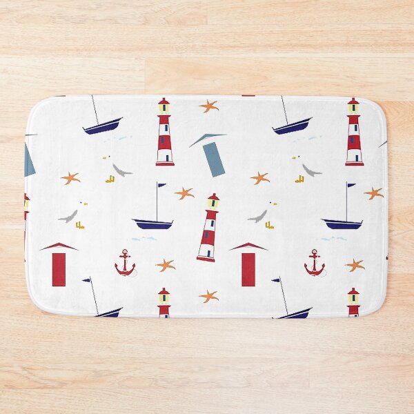 Item preview, Nautical Lighthouse pattern, ocean, sea, seagull, beach, anchor, seashore, ship designed and sold by Nostrathomas66.