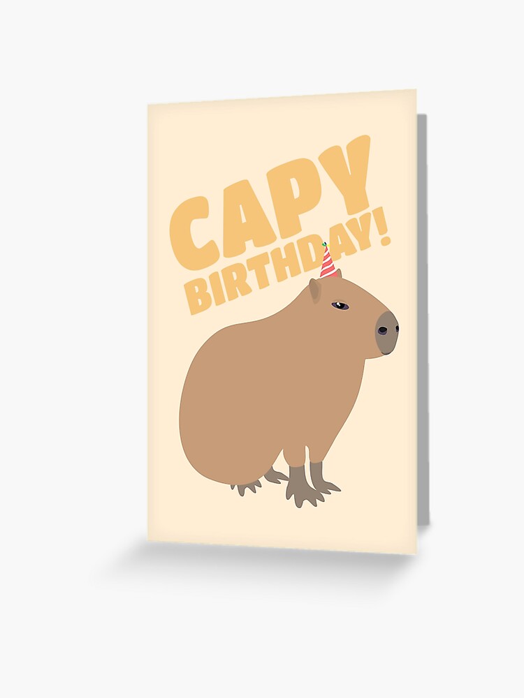 Thumbnail 1 of 2, Greeting Card, Capy Birthday! Cute Capybara Nature Fan Love Pun designed and sold by PopDogShop.