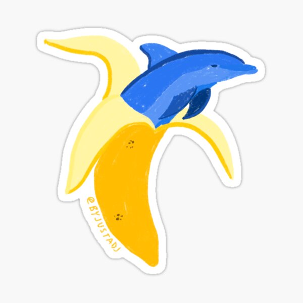 Banana Dolphin Sticker | Cute Funny Cartoon Silly stickers | 3 Water  Bottle | Laptop | College | Teen | Kids