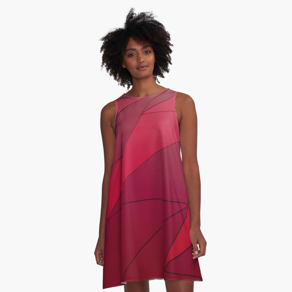 Red Geometric A-Line Dress