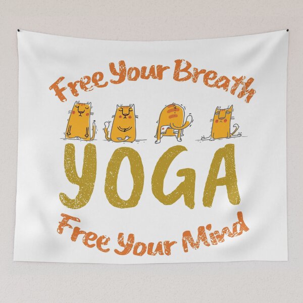 Item preview, Funny Cats Doing Yoga, Free Your Breath, Free Your Mind, Yoga Meditation designed and sold by ildafdhome.