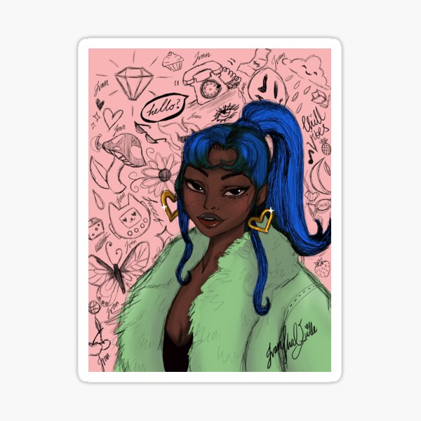 Blue-haired Baddie Sticker