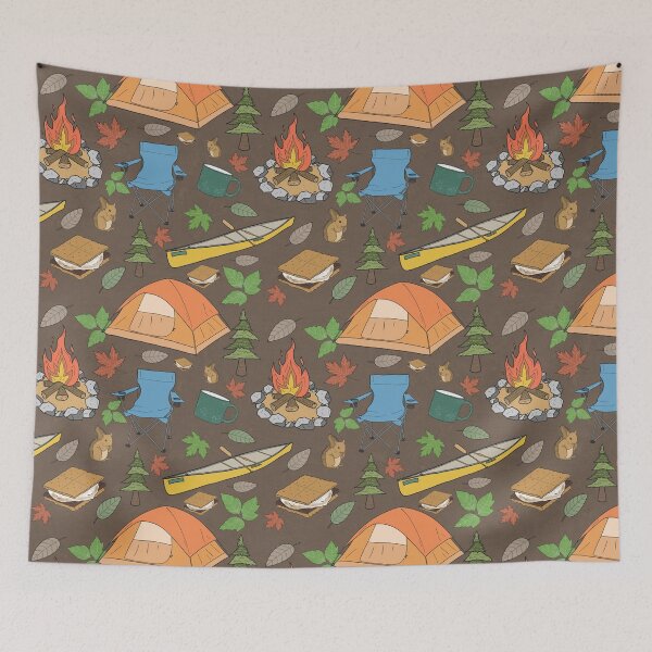 Item preview, Camping Pattern (Brown Background) designed and sold by Flying Penguin.