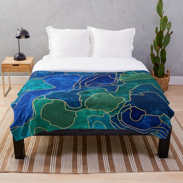 Item preview, Abstract marble texture in blue Teal and gold designed and sold by smartworkstudio.