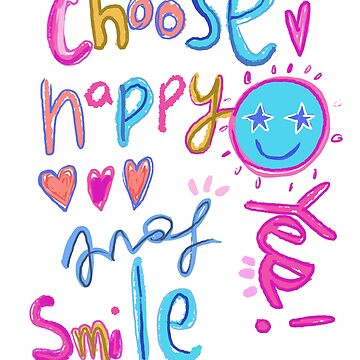 Artwork thumbnail, Preppy Art, Happy Face, Smiley Face, Choose Happy, Preppy Aesthetic by TheCuppyShop
