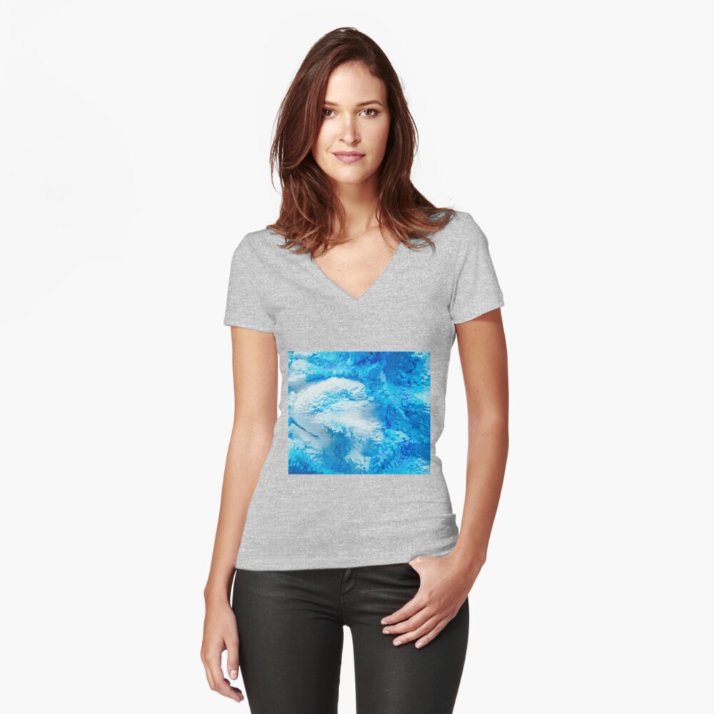 Modern Blue Texture Fitted V-Neck T-Shirt