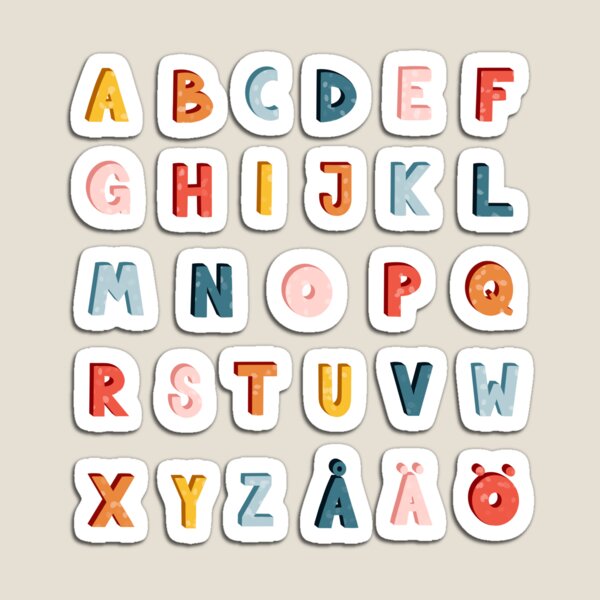 pastel alphabet magnets