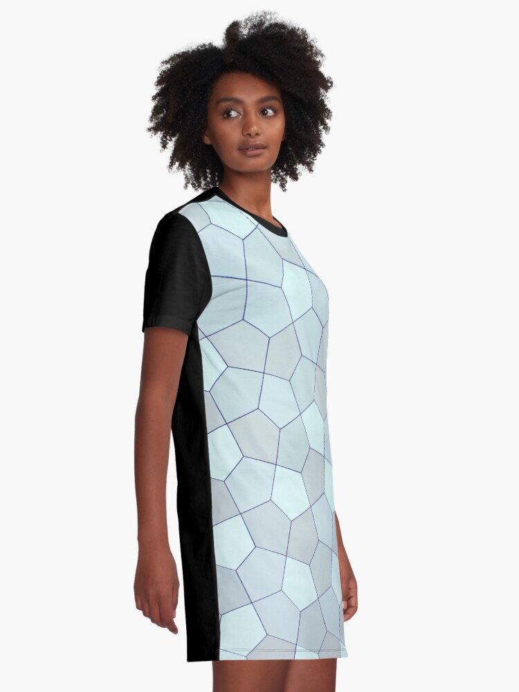 Alternate view of Light Blue Hexagonal Texture Graphic T-Shirt Dress