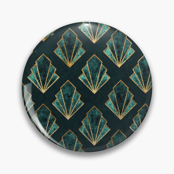 Item preview, Art Deco Pattern In Emerald Green and Gold designed and sold by nouveaudecor.