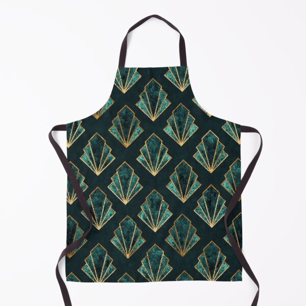 Item preview, Art Deco Pattern In Emerald Green and Gold designed and sold by nouveaudecor.