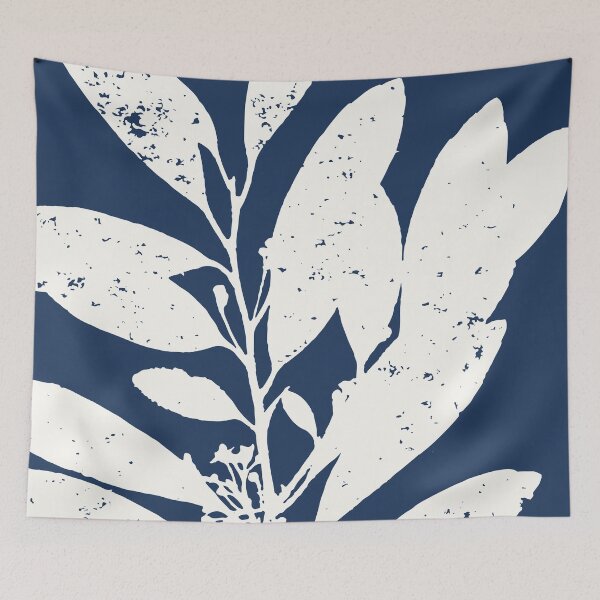Item preview, Botanical Study 21, Off White on Dark Navy Blue (part of a set) designed and sold by KShedenhelm.