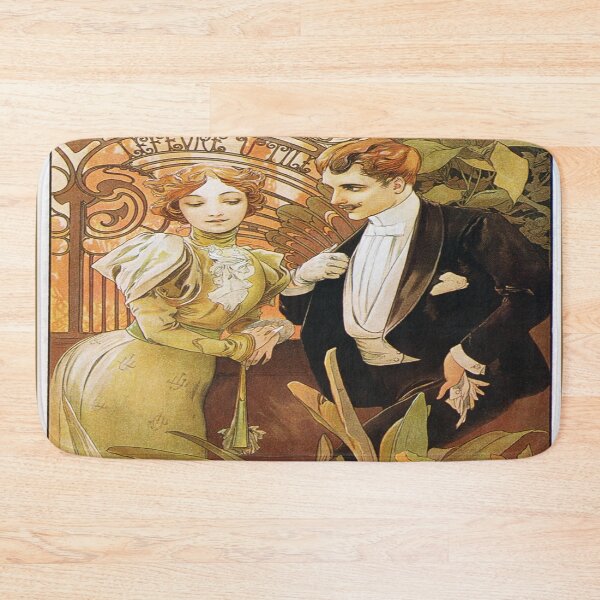 Item preview, Mucha Flirt Biscuits Lefevre-Utile 1895 - Vintgage French Biscuit Poster Reproduction designed and sold by molamode.
