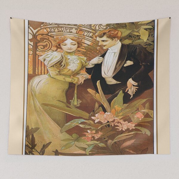 Item preview, Mucha Flirt Biscuits Lefevre-Utile 1895 - Vintgage French Biscuit Poster Reproduction designed and sold by molamode.