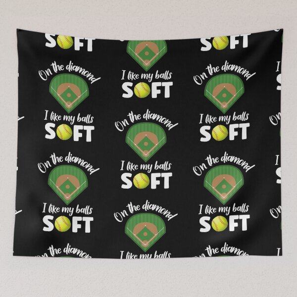 Artikelvorschau, Auf dem Diamanten mag ich meine Bälle Soft, Softball entworfen und verkauft von SportyDogShop.