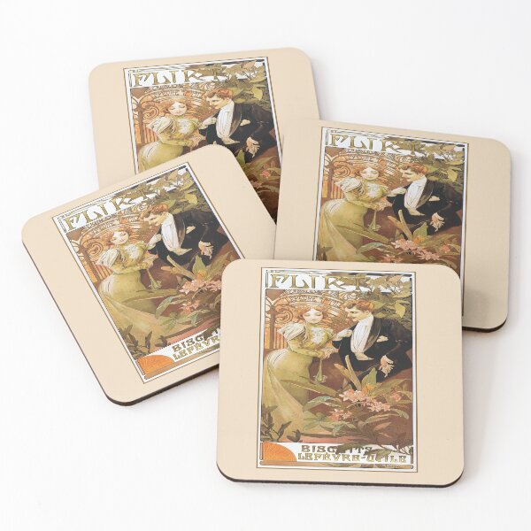 Item preview, Mucha Flirt Biscuits Lefevre-Utile 1895 - Vintgage French Biscuit Poster Reproduction designed and sold by molamode.