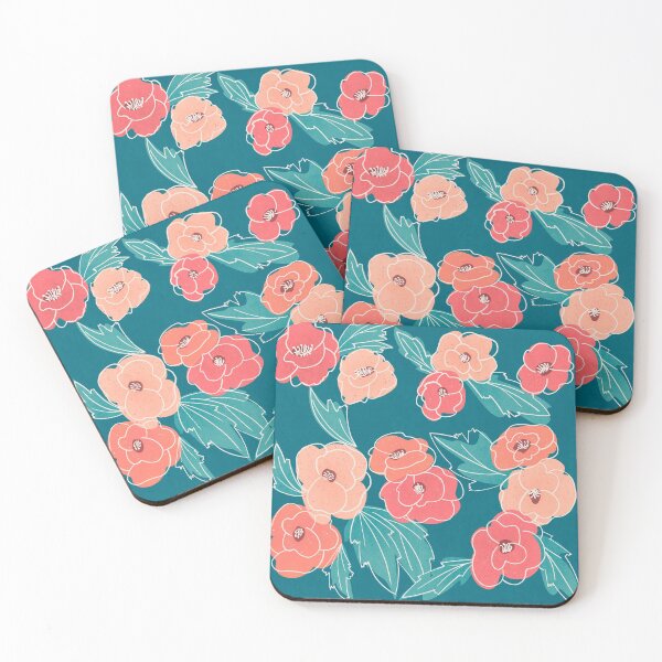 Item preview, Colorful Poppies florals doodle | mint green designed and sold by CarolFreire.