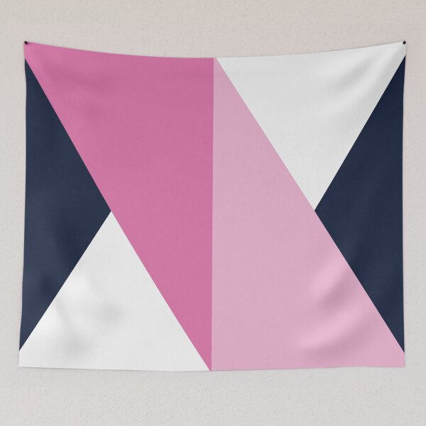 Item preview, Geometric Triangle Design Pattern_Summer_raspberry_navy blue designed and sold by Brontorino.
