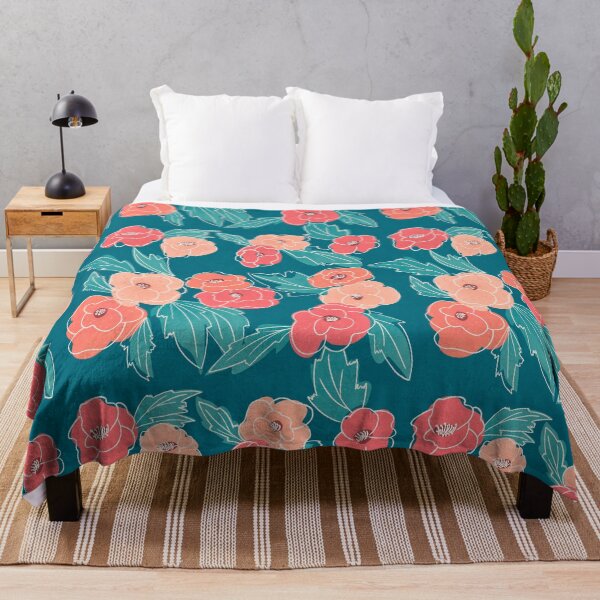 Item preview, Colorful Poppies florals doodle | mint green designed and sold by CarolFreire.