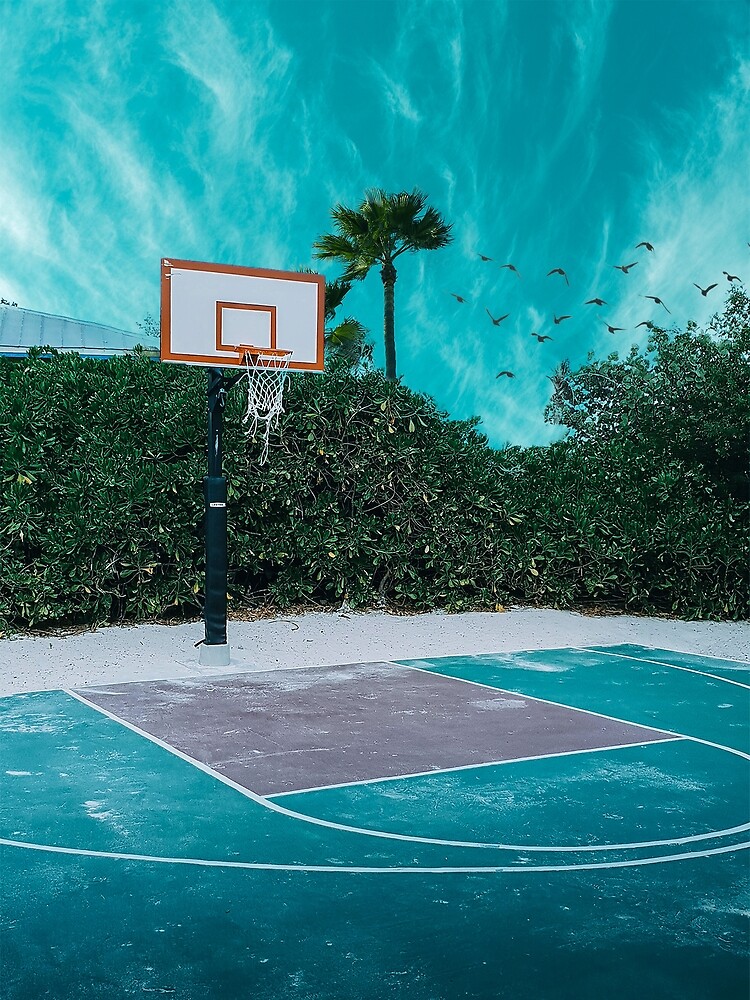 Poster Joueur de basket-ball debout avec un ballon de basket sur