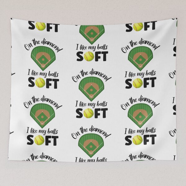 Artikelvorschau, Auf dem Diamanten mag ich meine Bälle Soft, Softball entworfen und verkauft von SportyDogShop.