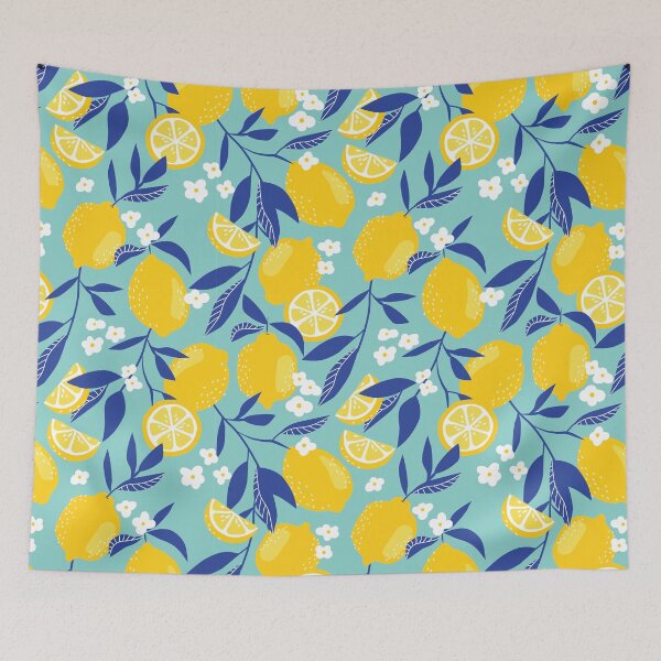 Item preview, Royal Blue and Turquoise Lemon Pattern designed and sold by meghanmarie.