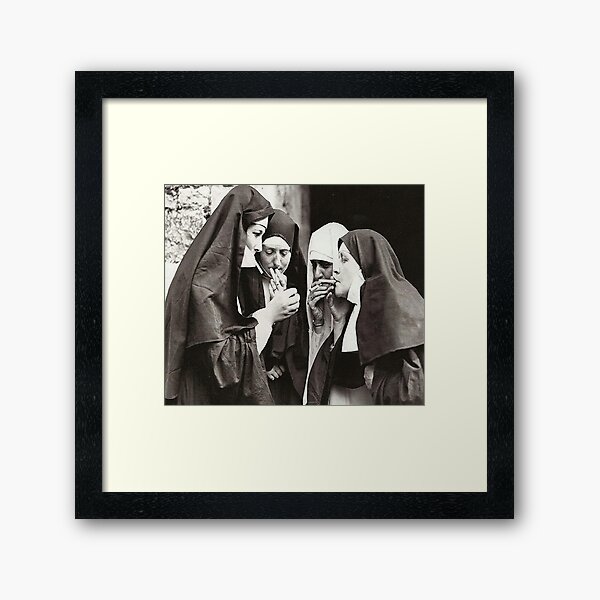 Nuns Smoking Framed Art Print