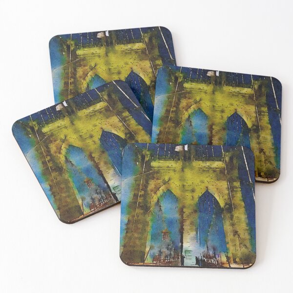 Item preview, Brooklyn Bridge at Night Watercolor  designed and sold by Lauren Tamm.