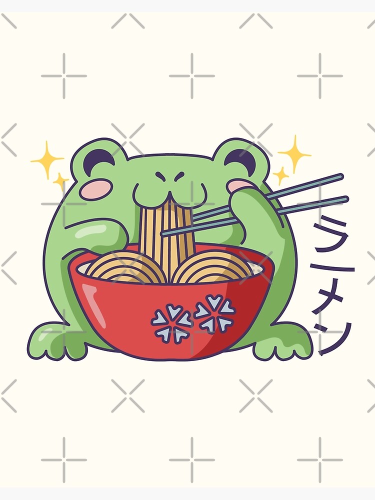 Cute frog eating ramen | Art Board Print