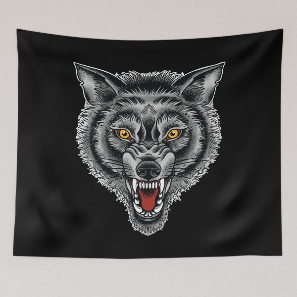 Item preview, Black Wolf Head Traditional Tattoo designed and sold by SevenRelics.