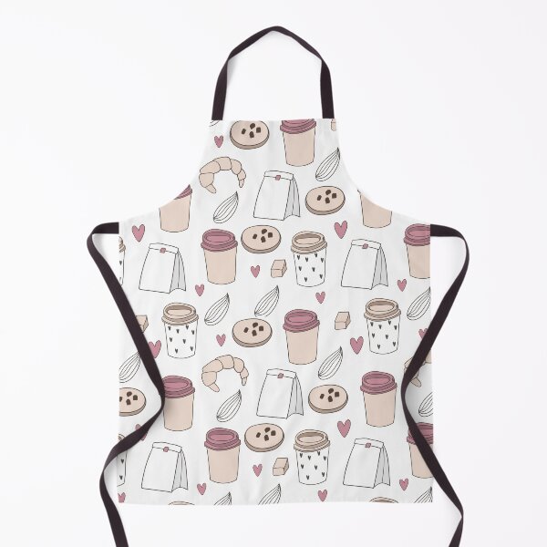 Item preview, Coffee Lovers Pattern with Coffee Cups, Dessert Bags, Cookies, Croissants, and hearts designed and sold by PeppermintCreek.