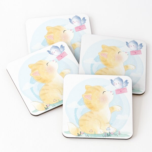 Item preview, Cute Cat and Bird designed and sold by RuralArtWork.