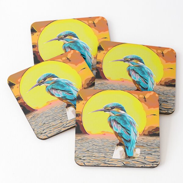 Item preview, African setting sun kingfisher design  designed and sold by TrippyEarth.