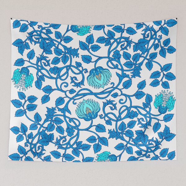 Item preview, Blue and White Floral and Vine designed and sold by FunWithChemo.