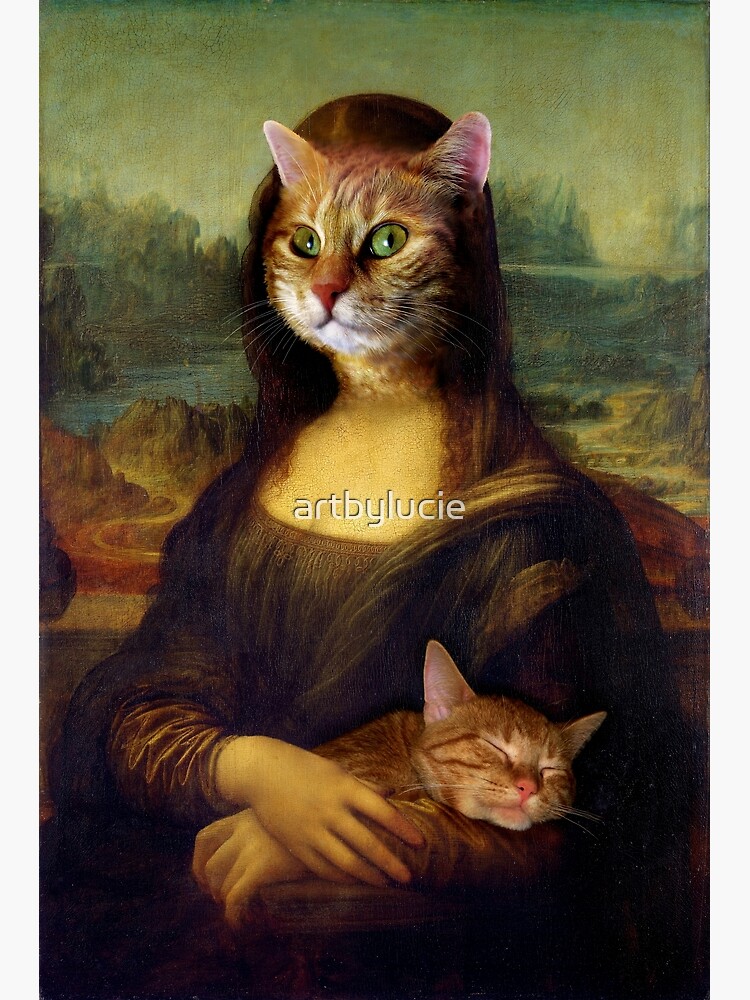 mona lisa with ginger cat