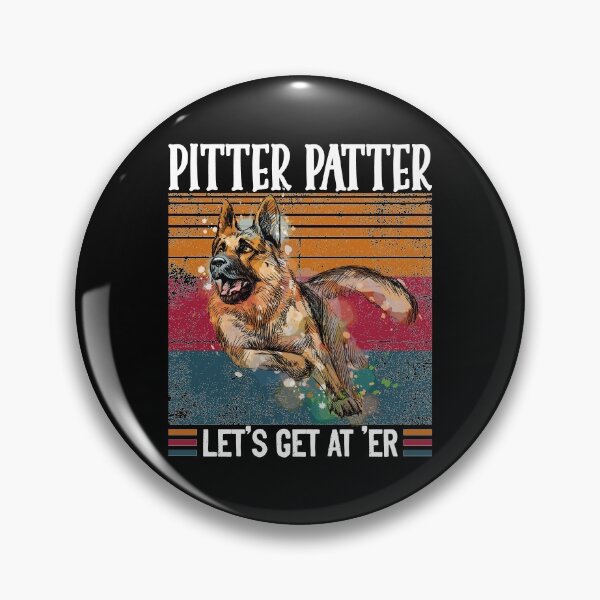 Item preview, Pitter Funny Patter Let's Get At 'er Retro German Shepherd designed and sold by RayPrint.